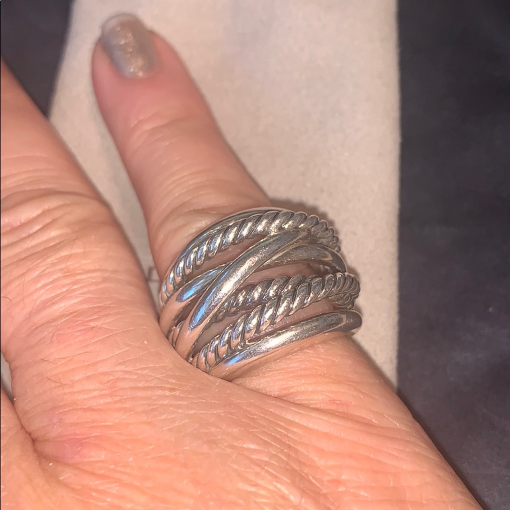 D Yurman Sterling Silver Crossover Wide Ring 6.5 - Picture 2 of 9